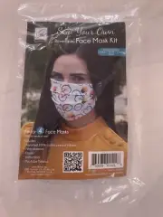 NIP Tailor Sew Your Own Reversible Face Mask Kit 100% Cotton 4 Masks White Multi