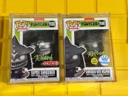 Funko Pop 1138 & 1140 Signed Kevin Nash Super Shredder in protectors
