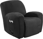 H.VERSAILTEX Stretch Sofa Slipcover Spandex Jacquard with Elastic Bottom, 1-Piece Sofa Cover Furniture Protector Couch Soft for Pets(Recliner, Black)
