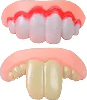 Dentures for Dogs - 2Pcs Fake Teeth Toys for Dog, Dog Buckk Teeth, Funny Dog Teeth Braces, Ugly False Teeth, Silicone Fake Teeth Toy, Tear-Resistant Dog Fake Teeth, Suitable Dog Chew Toys Pet Supplies