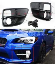 FOR 2015-17 SUBARU WRX STi VA FOG LIGHT BEZEL COVER + SMOKE TINTED WHITE LED DRL (for: Subaru)
