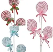 Frosted Lollipop Spray Stem Picks Christmas Tree Decor Holiday Craft Supplies
