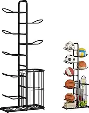 Generic Sports Equipment Storage Organizer - Black Wire Rack, 58 cm (L) X 23.5 cm (W) X 146 cm (H), Holds Tennis Rackets, Basketballs, Baseball Bats, Footballs