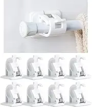 Curtain Rod Holder,8 Pcs Curtains Bracket Crossbar Hook Self Adhesive Rods Hanger, No Drill Brackets Fixing Holders, Wall Hooks Drapery Pole & Fixings for Bathroom Kitchen Home Bathroom and Hotel Use