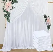 30ftx8ft White Backdrop Curtain Drapes, White Wrinkle-Free Polyester Background Curtains Panels for Wedding,Retirement,Birthday,Baby Shower