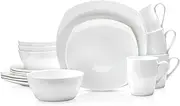 Stone Lain Bone China Soft Square 16 Piece Dinnerware Set, White
