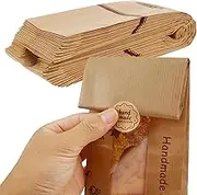 100Pcs Paper Bread Loaf Bag with 100 Label Seal Sticker Large Paper Bakery Bag with Window Toast Bag for Homemade Bread 23.2 x 4.3 x 1.57 inches for Baked Food (Windmill Bread Model)