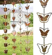 Metal Rain Chains for Gutters, Retro European Style Farm Home Downspout Rain Chain 100cm/3.3ft, for Garden Villa Park Front Porch Deck Patio (Color : Butterfly Shape, Size : 100cm(3.3ft))