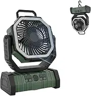 TooToo Camping Fan Battery Operated Powered Fan with LED Lantern Light Rechargeable Portable Fan, Oscillating Fan with 360° Rotation Hanging Hook for Tents, Cordless USB Desk Fan (Green)