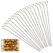 16 BBQ Skewers Shish Kabob Sticks Stainless Steel Metal for Barbecue Cooking Foo