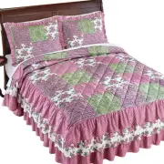 Spring Patchwork-Style Tiered Ruffled Quilted Bedspread