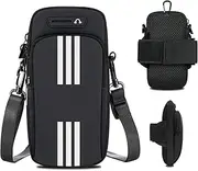 Phone Holder for Running Armband Cell Phone Purse Crossbody for Women Men Kids,iPhone 15 14 13 12 11 Pro Max Xs Xr X 8 7 6 Plus SE Mini Pouch,Galaxy S24 S23 S22 Ultra Edge Note Arm Bag Black