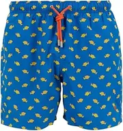 [Gallo] Men's Swimming Shorts Light Blue with Two-Tone Fish Pattern