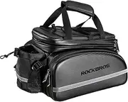 ROCKBROS Bike Rack Bag Trunk Bag Waterproof Carbon Leather Bicycle Rear Seat Cargo Bag Rear Pack Trunk Pannier Handbag (Black)