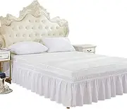 Alvinlite Wrap Around Bed Skirts Elastic Dust Ruffles, Easy Fit Wrinkle and Fade Resistant Silky 15 Inches Drop King：78*80+15inch Type Bed