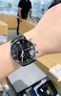 New Emporio Armani Black Dial Black Leather Strap Chrono Men's Watch - AR0397