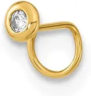 [JewelryWeb] 14k Gold 22 Gauge Circle With CZ Simulated Diamond Nose Ring Body Jewelry 5.65x2.64mm Wide Band Style-Ring for Women