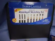 FABER CASTELL DRAWING SKETCHING SET 12 PC 8X10 MULTI PURPOSE PAD CASE