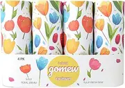 GOMEW Car Tissue Holder (4 PK) - 50 3-Ply Tissues per Cylinder, Fits Car Cup Holders, Portable Travel Tubes Box Container, Tulip Design, Round Tissue Container for Car Accessories