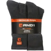 AND1® Men's Crew Socks 11 pack "ARCH COMPRESSION~Reinforced Heel and Toe"