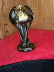 5097. NEW "PARTY LITE" ANGEL TEALIGHT CANDLE HOLDER BLACK W/ TIMER CANDLE