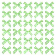 50 Pcs Mini Gingham Ribbon Bows 1.8 Inch Satin Ribbon Bows, Grass Green White