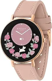RADLEY Womens Series 28 1.19"" Amoled Cobweb Pink Leather Strap Fitness Smart Watch, RYS28-2160