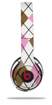 Skin Wrap for Beats Solo Wireless 2 3 4 Argyle Pink Brown SKIN ONLY