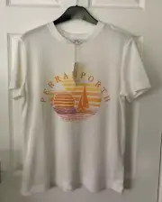 BNWT Next White 'Perrranporth, Cornwall' Waffle Textured T-shirt Size 14