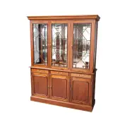 Solid Mahogany Wood 3 doors Bookcase / Display Cabinet Antique