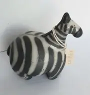VINTAGE RUKU AFRICAN RAKU ZEBRA STAMPED MADE IN AFRICA & SIGNED