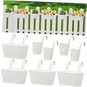 Tessco 8 Pcs 2 Styles Balcony Planters Railing Hanging Metal Iron Flower Pots