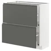METOD / MAXIMERA base cabinet with 2 drawers, white/Voxtorp dark grey, 80x37x80 cm