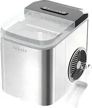 Ice Maker Countertop, Ready 9 Cubes in 6 Mins, 26 lbs Per Day, Portable Ice Machine with Ice Scoop & Basket, Self-Cleaning Ice Makers for Home/Party/RV/Camping, Silver (AU Plug)