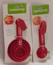 Farberware Red Measuring Cup & Spoons Set Including (Bonus Coffee Scoop)-NEW