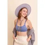 Blue Boho Eye Lace Applique Bralette M/L