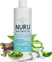 Nuru Massage Gel 500ml | Formulated with Natural Seaweed, Green Tea, Liquorice Extract, Vitamin B5, & Organic Aloe Vera | Water-based | Paraben & Glycerine Free