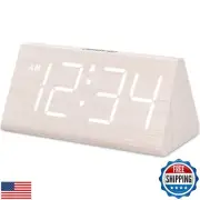 DreamSky Wooden Digital Alarm Clock for Bedroom - Living Room Desk Clock with