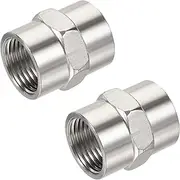 uxcell Stainless Steel Pipe Fitting G1/2 Female to Female Thread Hex Connector Adapter, Pack of 2