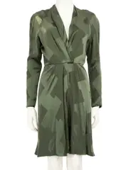 Green Silk V-Neck Mini Dress