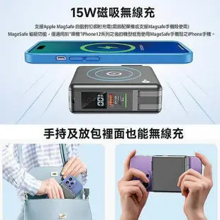 【MyStyle】15W無線充電+自帶線行動電源 10000mAh 充電頭 五輸出(無線/Magsafe/自帶線)