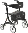 Drive Medical 10266HD-BK Nitro Heavy Duty Foldable Rollator Walker with Seat, Bl