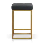 Adela Black Boucle Bar Stool - Golden Base