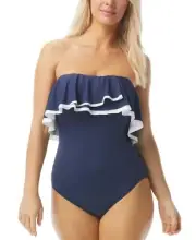 Coco Reef Contours Ruffled Strapless Tummy-Control One-Piece L83529 Size 10/34C