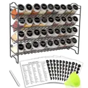Spice Rack Organizer with 36 Empty Square Spice Jars, 396 Spice Labels with C...