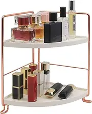 kaileyouxiangongsi 2-Tier Bathroom Countertop Organizer - Vanity Tray Cosmetic & Makeup Storage- Kitchen Spice Rack Standing Shelf - Corner Storage Shelf, Rose Gold