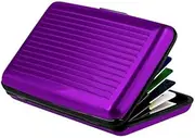 [Generic] Credit Card Holder, Mini RFID Blocking Aluminum Wallet Slim Metal Hard Case Travel Wallet ID Case for Women and Men, Slim Credit Card Holder Wallet (Purple, 11 * 7.5 * 2CM)