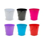 24 x Easter Small Metal Bucket Solid Colour Mini Tins with Handle Home Party Candy