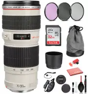 Canon EF 70-200mm f/4L USM Lens (2578A002AA) with Essential Bundle Package Deal