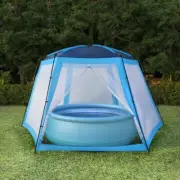 Round Pool Tent Sun Shade With Mesh Sidewalls Steel Frame UV Proof Cover Canopy